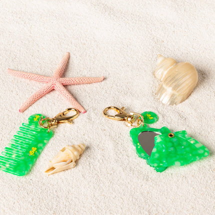 Porte clef miroir coquillage menthe à l'eau