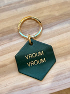 Porte-clés en cuir vert Vroum vroum
