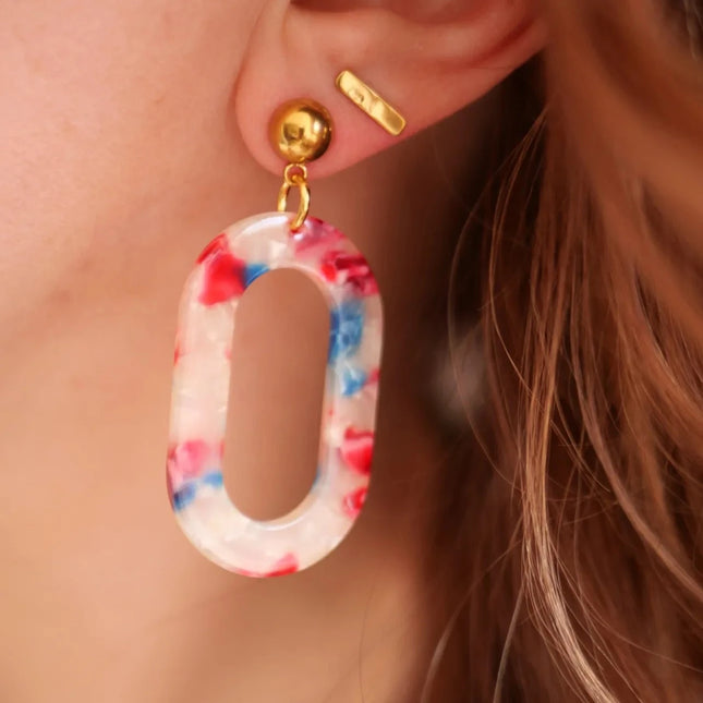 Boucles d’oreilles Misha Rose et bleu