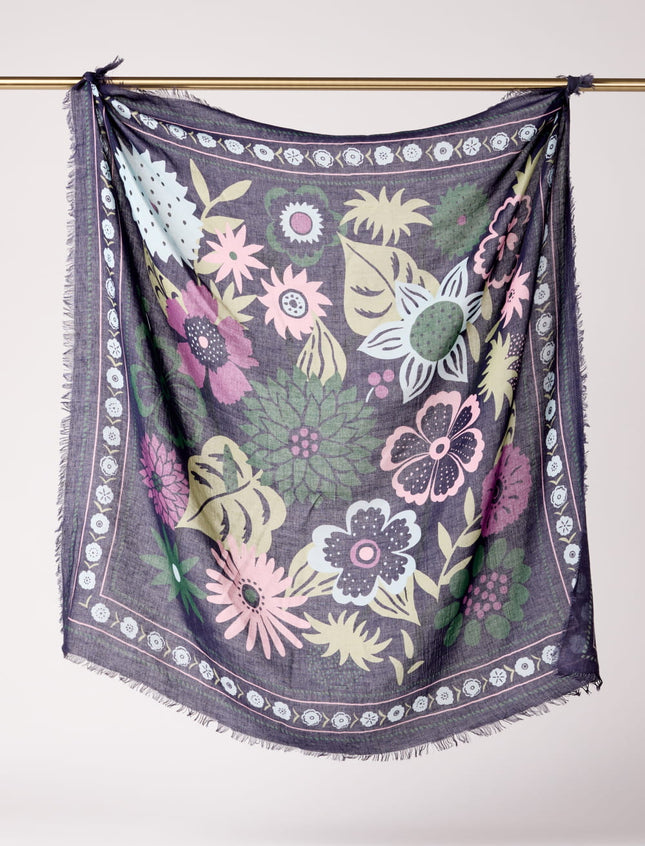 NEW Foulard Winter Bloom Bleu orage
