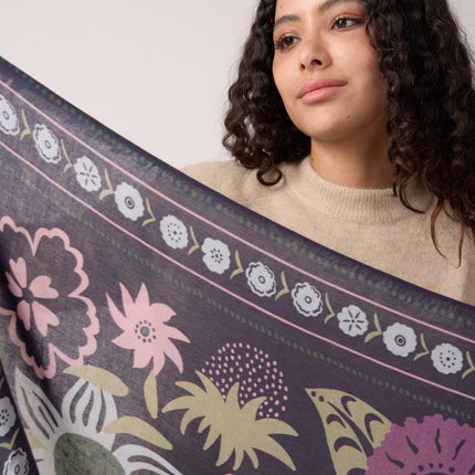 NEW Foulard Winter Bloom Bleu orage