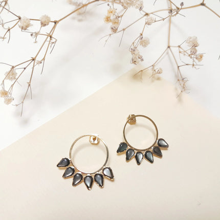 NEW Boucles d'oreilles 6 gouttes Nacre Grise