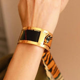 NEW Bracelet JMA - ruban Tigre et cerceaux kaki