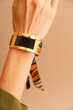 NEW Bracelet JMA - ruban Tigre et cerceaux kaki