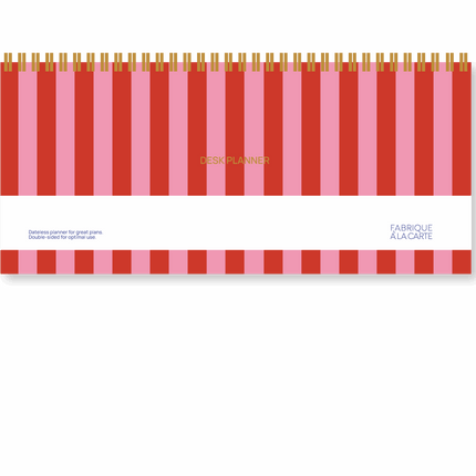 Planificateur de bureau non daté Rayures Rose Rouge