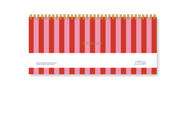 Planificateur de bureau non daté Rayures Rose Rouge