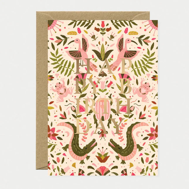 Carte postale Happy Birthday Pink croco