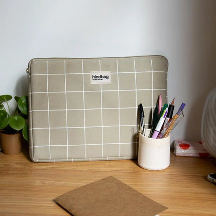 NEW Housse d'ordinateur Ava Carreaux vert argile/blanc