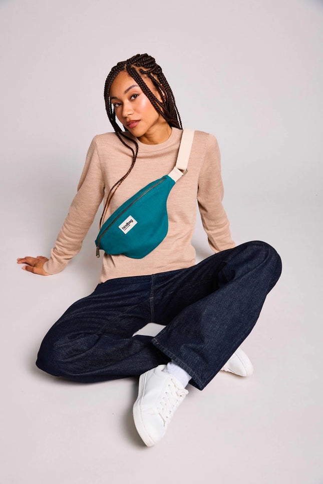 NEW Sac banane Olivia Bleu paon