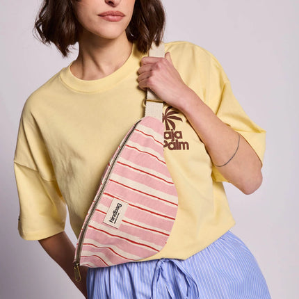 Sac banane Olivia Rayures rouge et rose