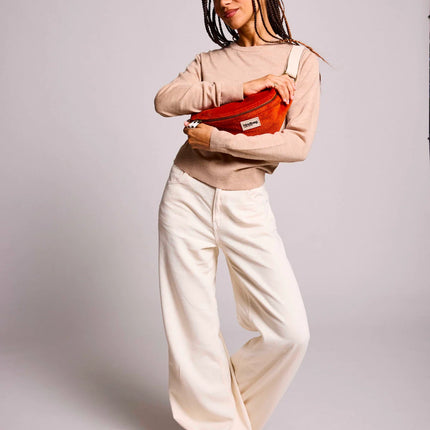 NEW Sac banane Olivia Velours Brique