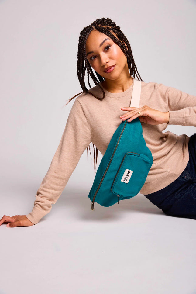 NEW Sac banane Sofia Bleu paon