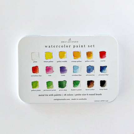 Palette d'aquarelle avec pinceau (18 couleurs)