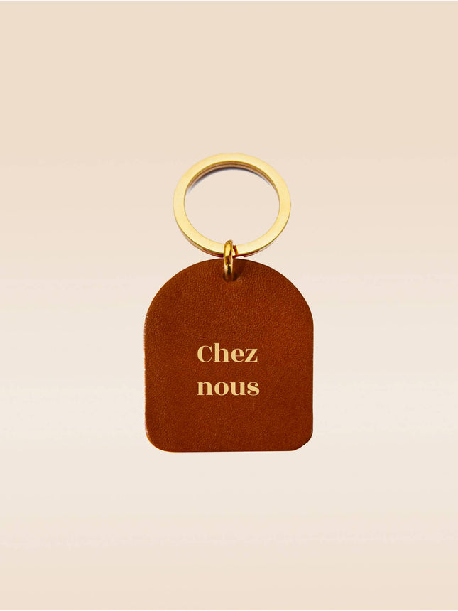 NEW Porte-clés en cuir camel Chez nous
