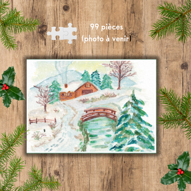 NEW Mini Puzzle 99 pièces - Paysage d'Hiver