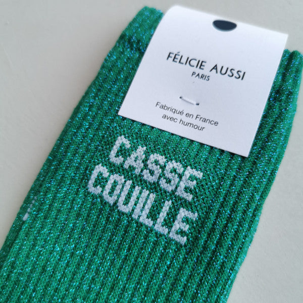 NEW Chaussettes Casse couille paillettes vertes