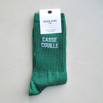 NEW Chaussettes Casse couille paillettes vertes