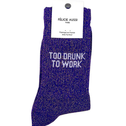 Chaussettes Too drunk to work paillettes
