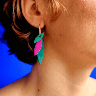 Boucles d’oreilles créoles Josefa Vert Fuchsia