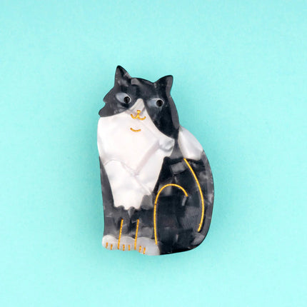 Barrette Chat noir et blanc