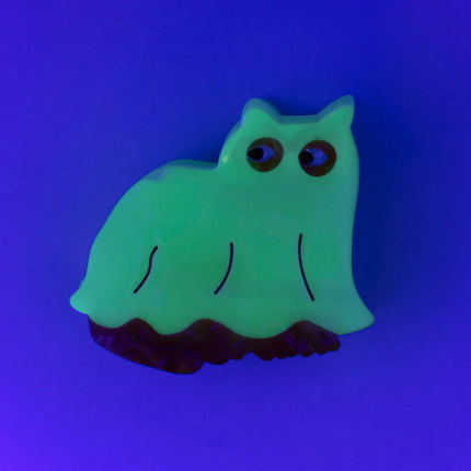 NEW Pince à cheveux  chat fantôme (phosphorescent)