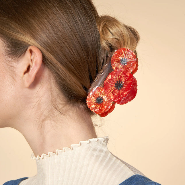 Grande pince à cheveux Trio Coquelicots