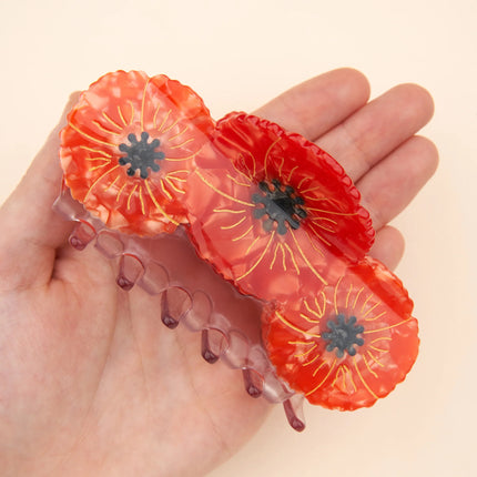 Grande pince à cheveux Trio Coquelicots