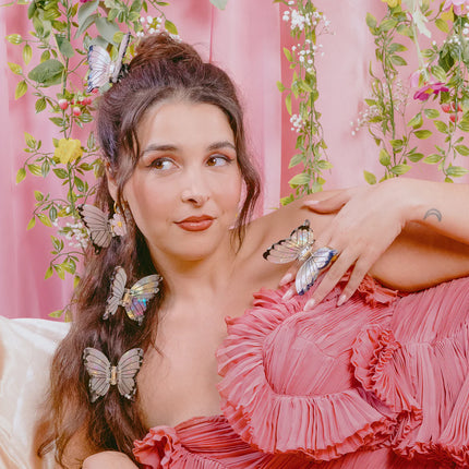 Pince à cheveux papillon blanc