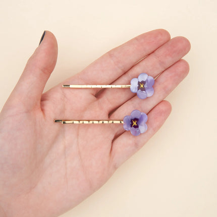 Duo de barrettes fines Pensée