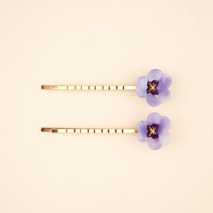 Duo de barrettes fines Pensée