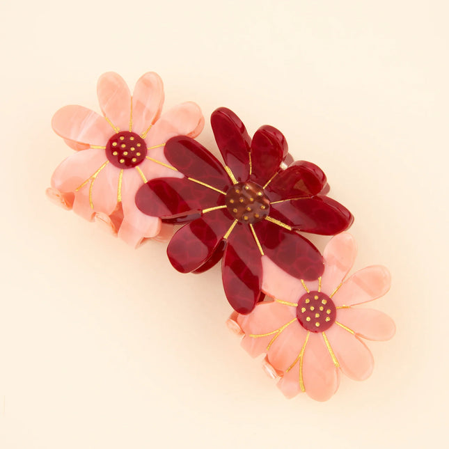Pince à cheveux Trio Fleurs roses