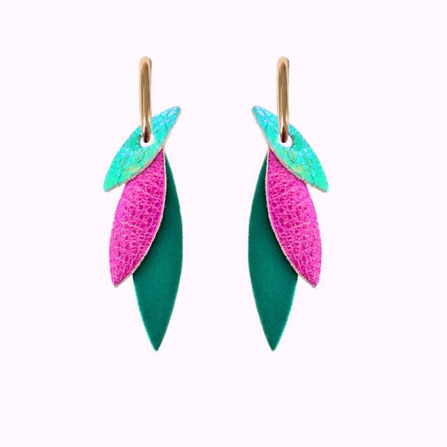 Boucles d’oreilles créoles Josefa Vert Fuchsia