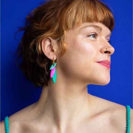 Boucles d’oreilles créoles Josefa Vert Fuchsia