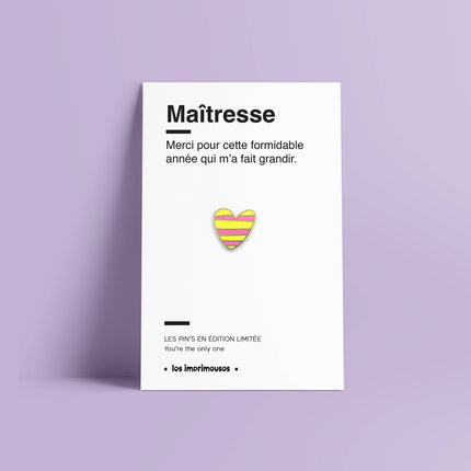 Pin's Cœur rayé bleu - Maîtresse