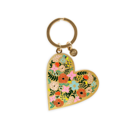 NEW Porte-clés en émail Cœur fleuri