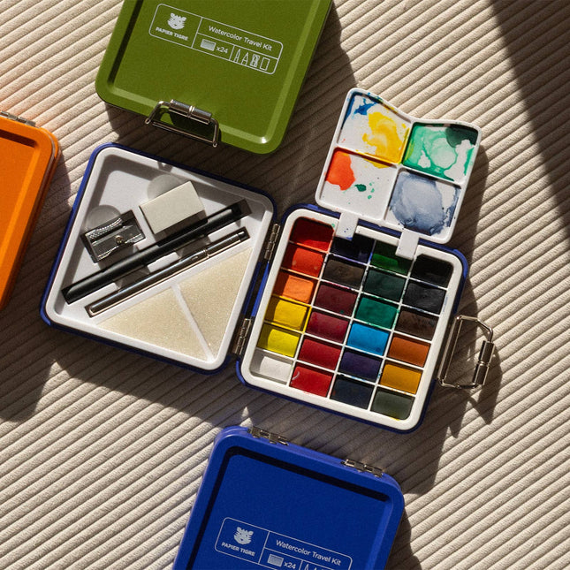 Kit d'aquarelle de voyage vert