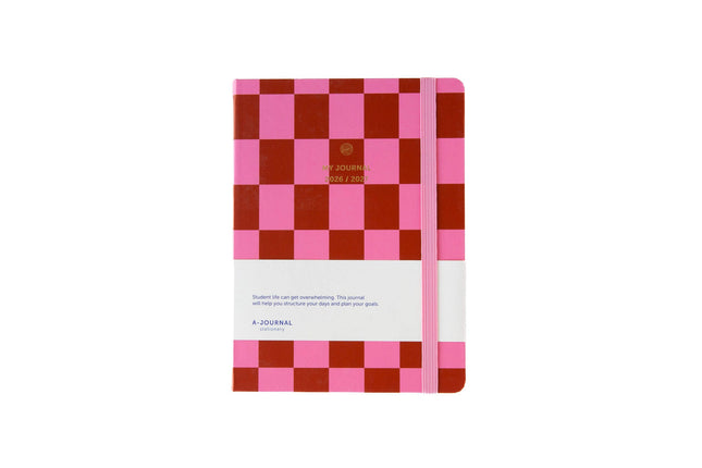 Agenda 2026-2027 - rose à carreaux
