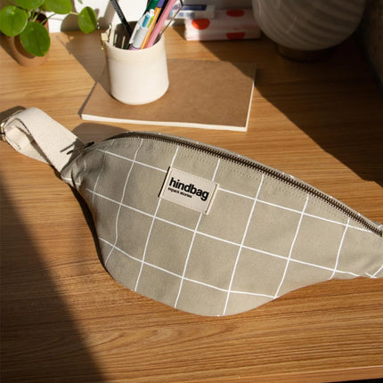 NEW Sac banane Olivia Carreaux vert argile/blanc