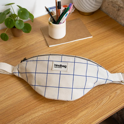 NEW Sac banane Olivia Carreaux écru/bleu