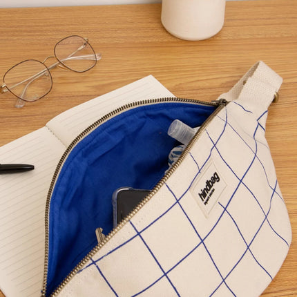 NEW Sac banane Olivia Carreaux écru/bleu