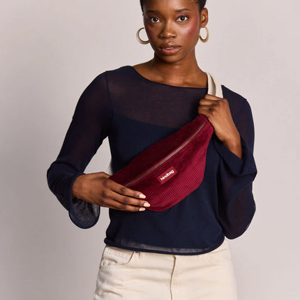 Sac banane Olivia Velours bordeaux
