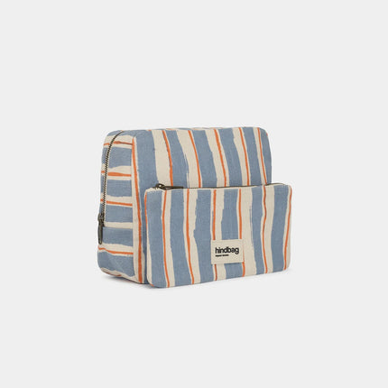 Trousse de toilette Alix Rayures orange et bleu