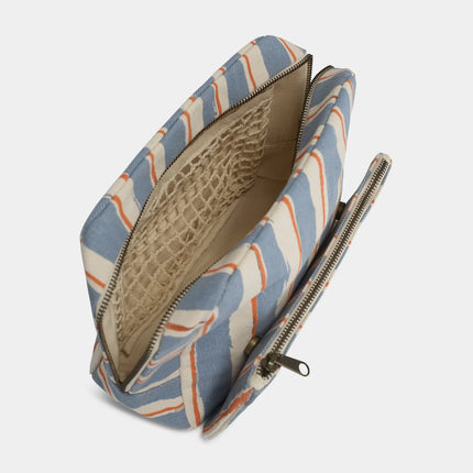 Trousse de toilette Alix Rayures orange et bleu