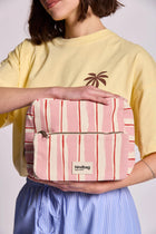 Trousse de toilette Alix Rayures rose et rouge