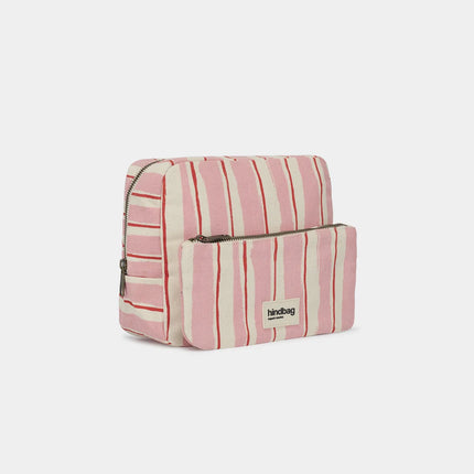Trousse de toilette Alix Rayures rose et rouge