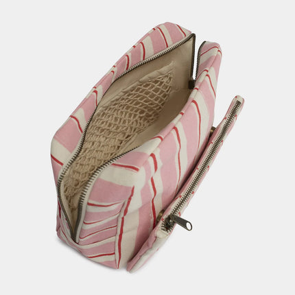 Trousse de toilette Alix Rayures rose et rouge