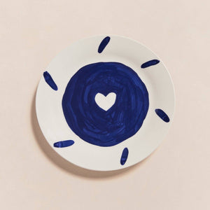 L'assiette Cœur bleu en porcelaine