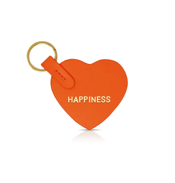 Porte clés en cuir coeur Happiness
