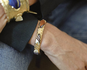 Bracelet Queen - ruban Géométrie variable Camel